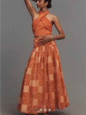 Anthropologie HUTCH smocked full maxi skirt